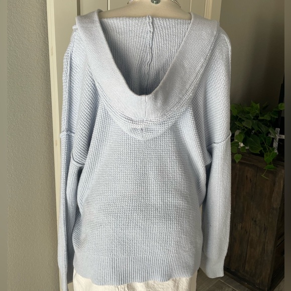 Aerie Light Blue Cozy Up Waffle Hoodie - Picture 4 of 5